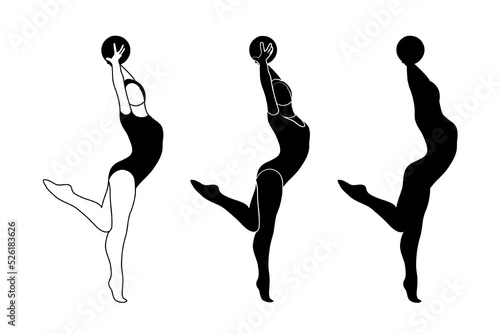 Flat design gymnast, gym girl  silhouette illustration. Gymnastics. Isolated vector