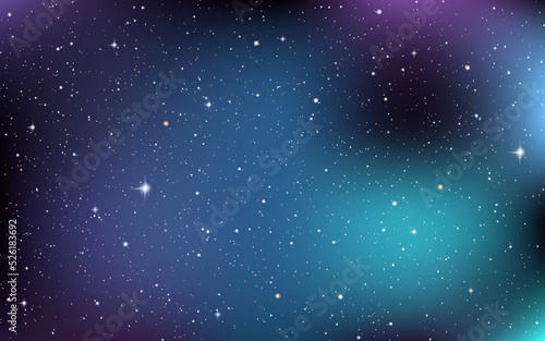 Night sky vector background with stars, nebula and star clusters 