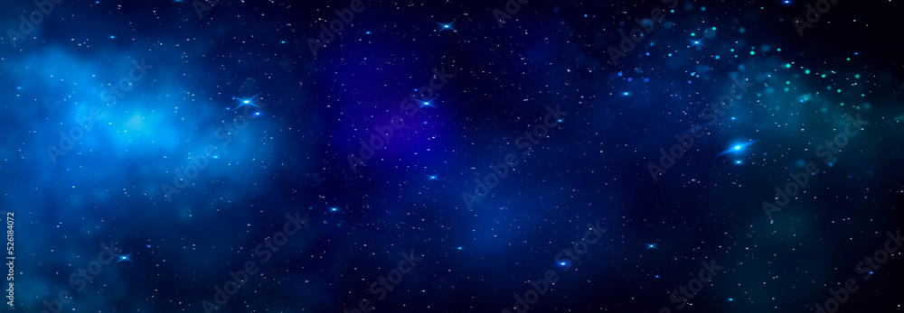 winter blue starry night sky  and moon snow  star flares  with snow flakes banner rwmplare background copy space 
