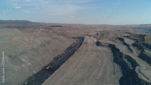 Kuzbass coal basin. Huge deposits of coal  as seen from airplane