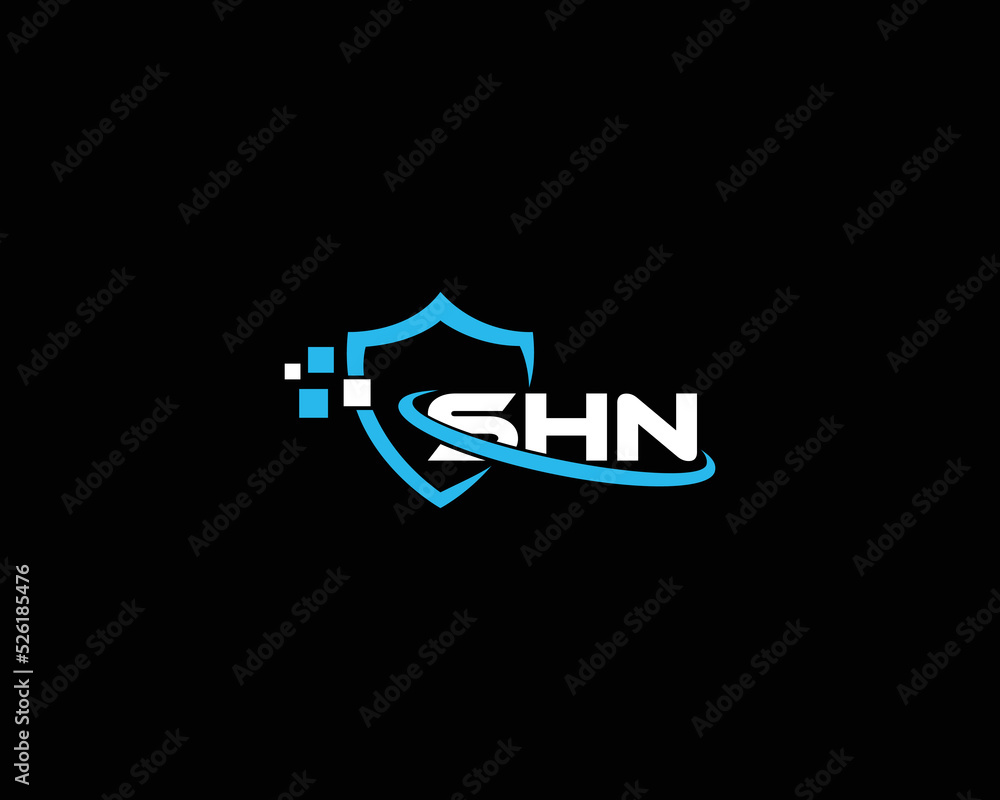 Letters SHN Logo With Shield Style Creative Design Concept. Icon For Business Company, It Company, Protection Symbol And Technology.