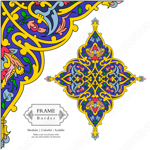 Frame mandala persian arabic turkish islamic hindi indian tibetan traditional colorful vector pattern texture vintage ornate retro elegant ornamental borders frames floral ornaments tazhib 10-p1-v2-t2