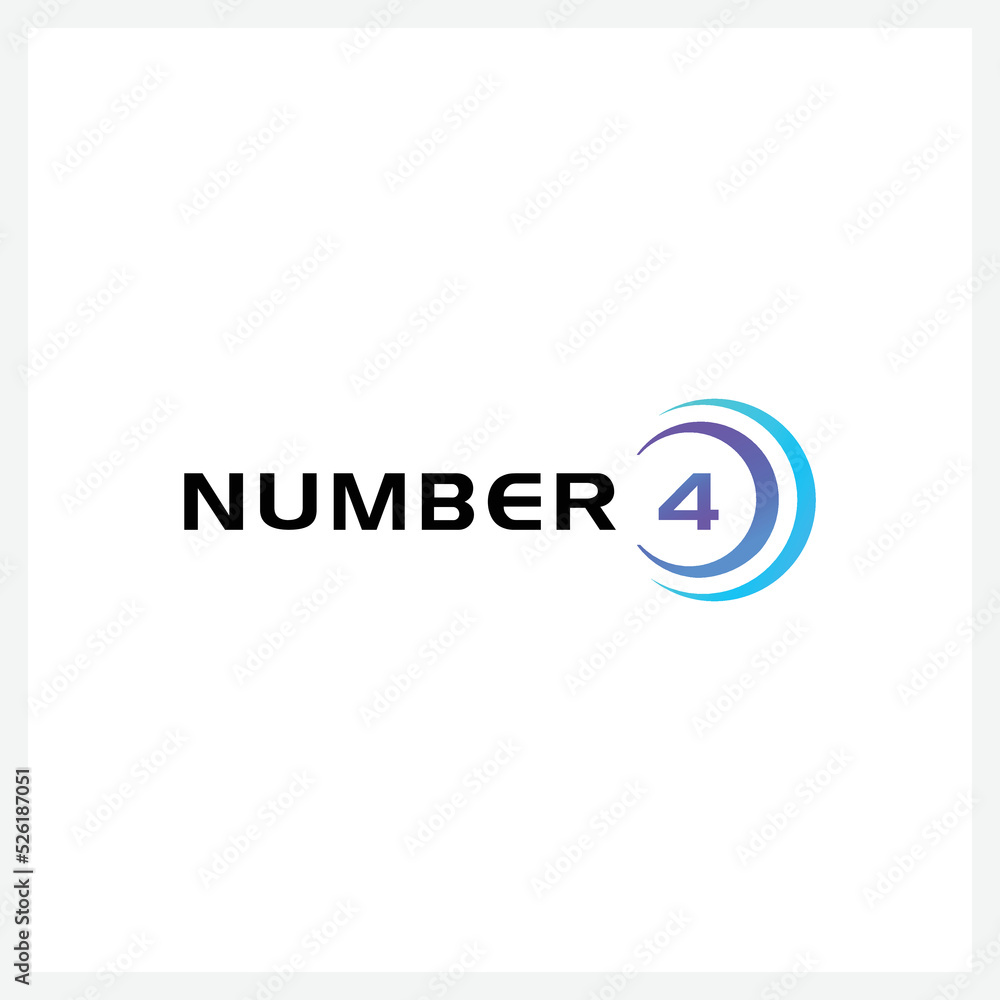 Number 4 vector font alphabet, modern dynamic flat design with brilliant colorful gradient smooth color for your unique elements design