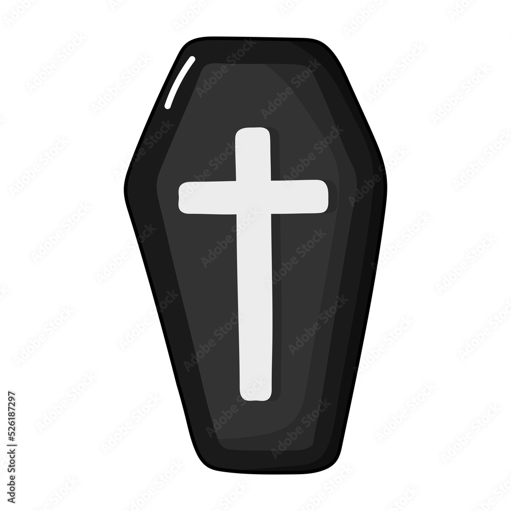 Coffin with cross icon. Coffin with cross icon.