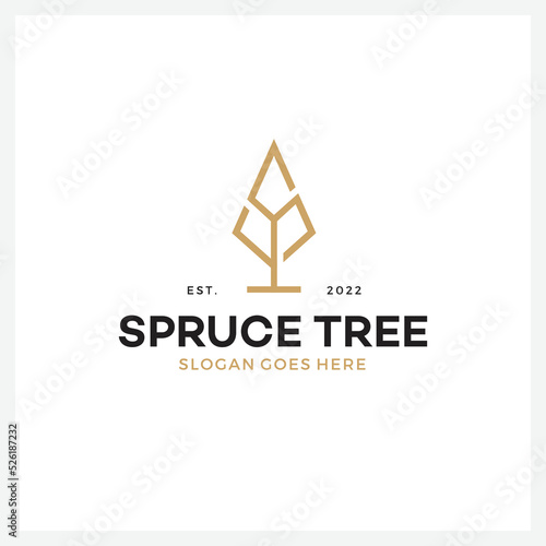 Spruce Tree Monoline Logo design template