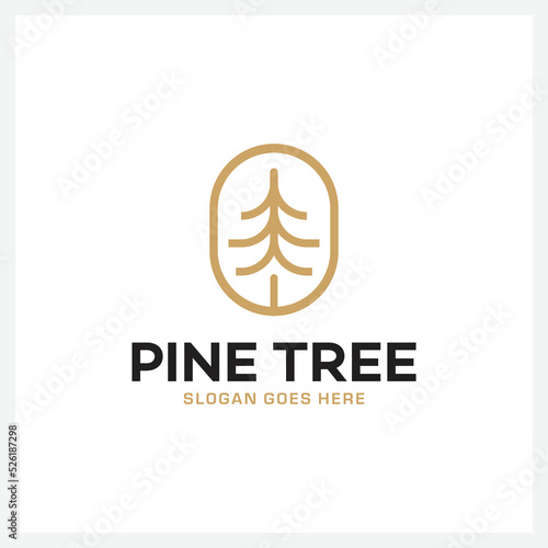 Pine Tree Monoline Logo design template
