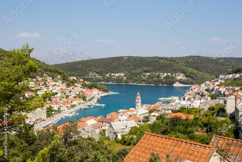 Spectacular view of Pucisca town located on the north coast of Brac island in Croatia. photo
