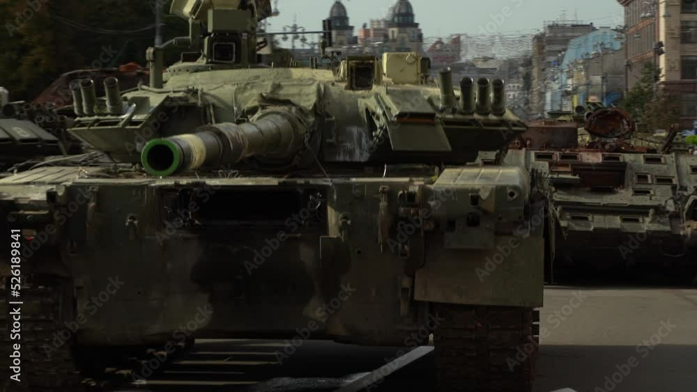Kyiv, Ukraine - August 24, 2022:
Parade on Khreshchatyk in honor of the Independence Day of Ukraine. Destroyed equipment of the Russian army. Exhibition of burnt occupant equipment. War in Ukraine. Kyiv, Ukraine - August 24, 2022:
Parade on Khreshchatyk in honor of the Independence Day of Ukraine. Destroyed equipment of the Russian army. Exhibition of burnt occupant equipment. War in Ukraine.