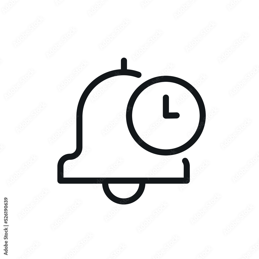Notification with timer linear icon. Thin line customizable illustration. Contour symbol. Vector isolated outline drawing. Editable stroke Notification with timer linear icon. Thin line customizable illustration. Contour symbol. Vector isolated outline drawing. Editable stroke