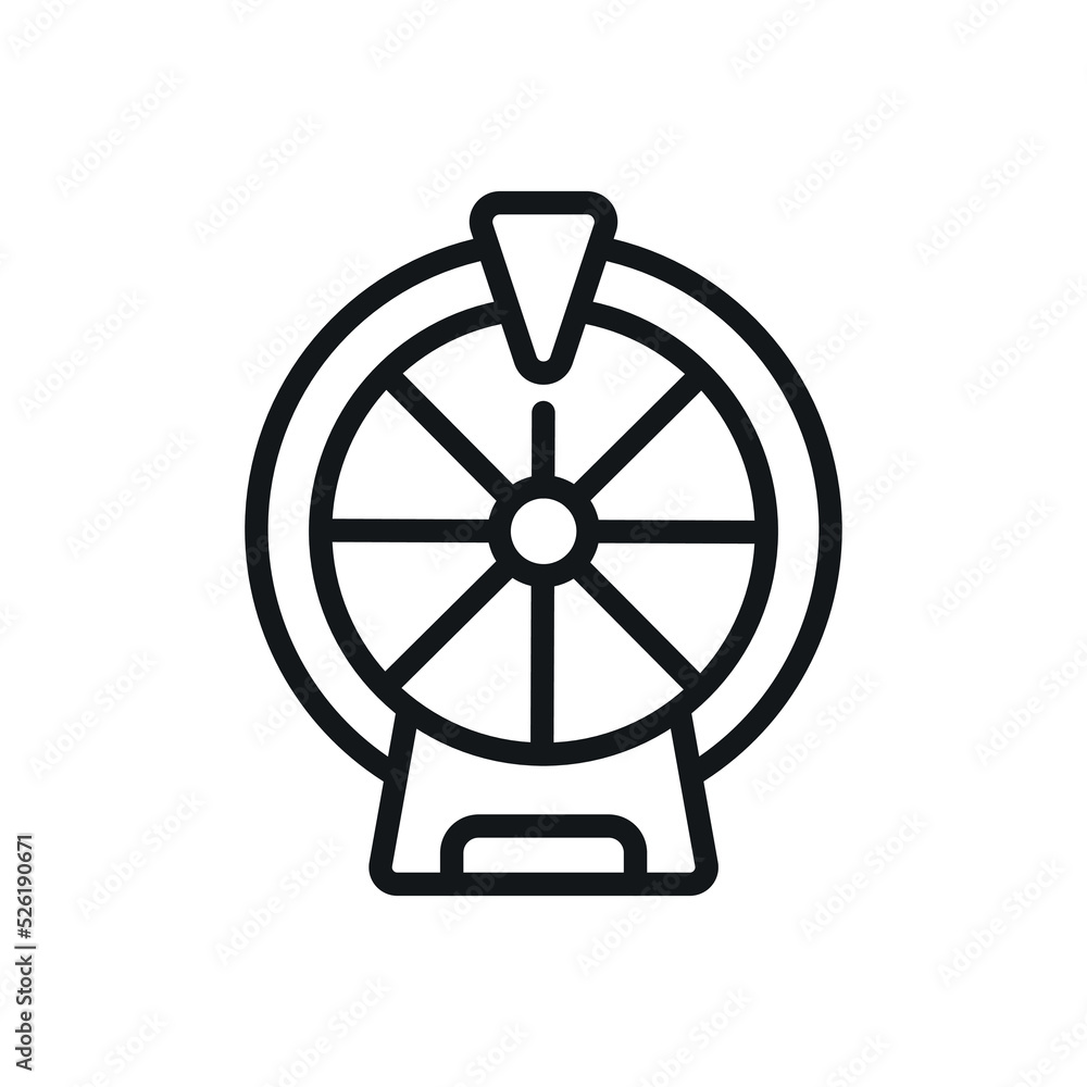 Wheel of fortune linear icon. Thin line customizable illustration. Contour symbol. Vector isolated outline drawing. Editable stroke Wheel of fortune linear icon. Thin line customizable illustration. Contour symbol. Vector isolated outline drawing. Editable stroke