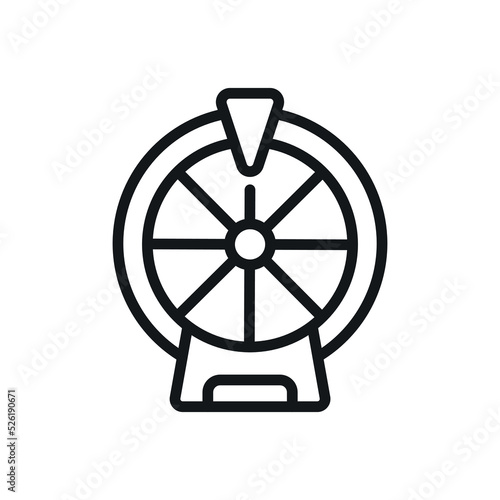 Wheel of fortune linear icon. Thin line customizable illustration. Contour symbol. Vector isolated outline drawing. Editable stroke