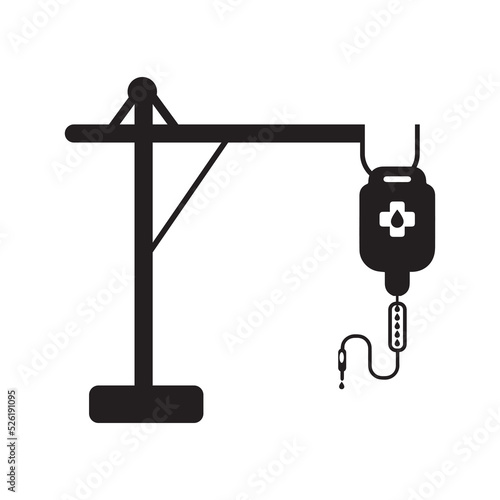 Hospital blood drip bag icon | Black Vector illustration |