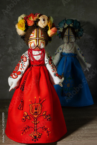Lyalka motanka. Motanka doll. Handmade Ukrainian national ancient amulet. Symbol of Ukraine.