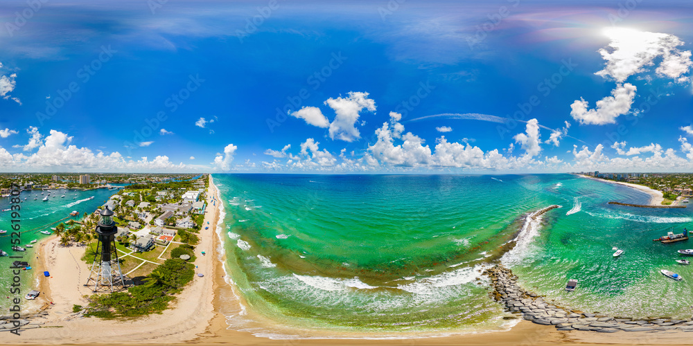 Naklejka premium Lighthouse Point Hillsboro Inlet. 360 vr spherical photo