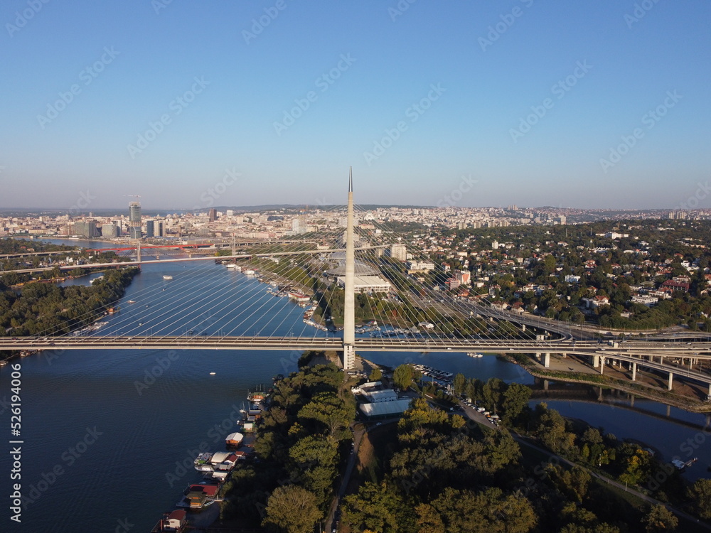 Obraz na płótnie Ada Bridge in Belgrade, Serbia.JPG w salonie