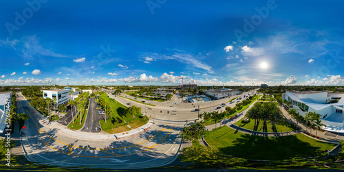 Aerial 360 spherical photo City Hall Pomp no Beach FL building