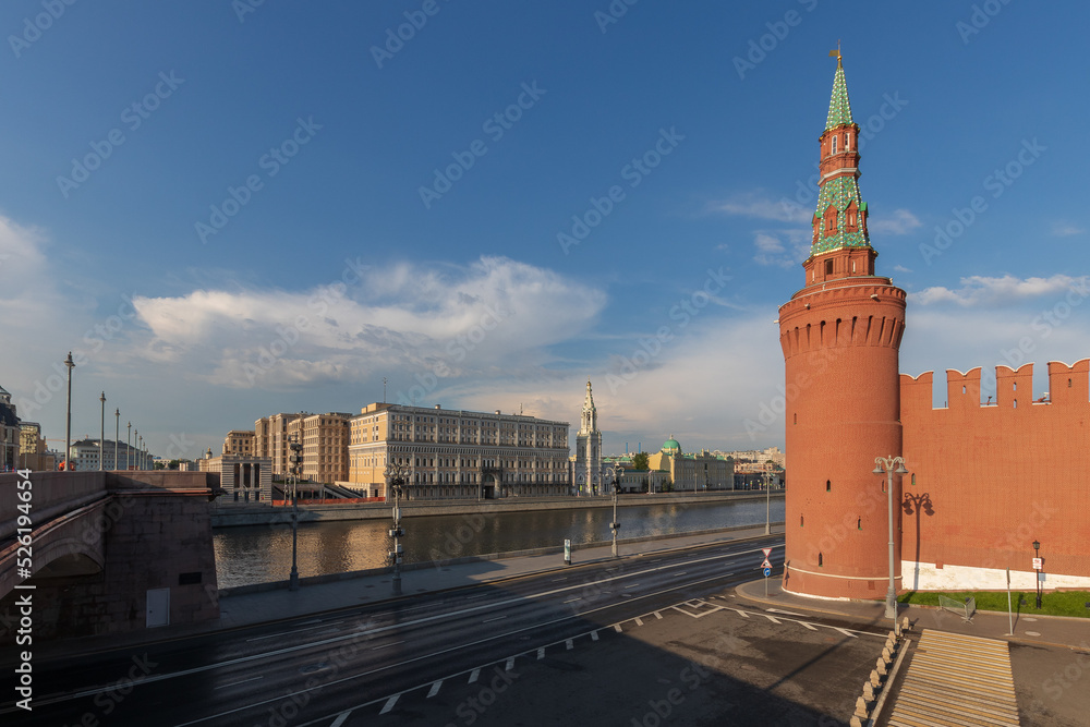 Moscow, Russia, 6 June 2022: Morning landscape around the Red Square and the Kremlin