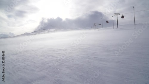 ski slopes on a windy day