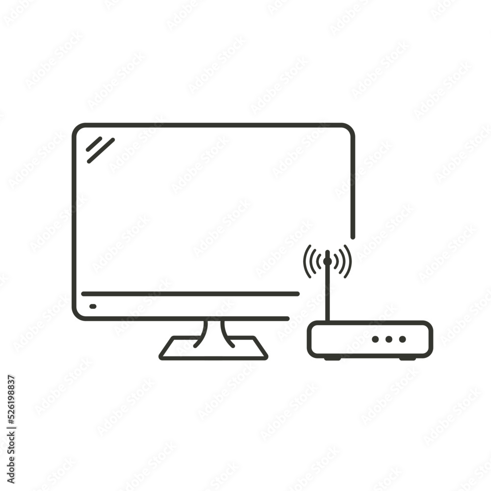 Computer accessing the internet icon. Computer accessing the internet icon.