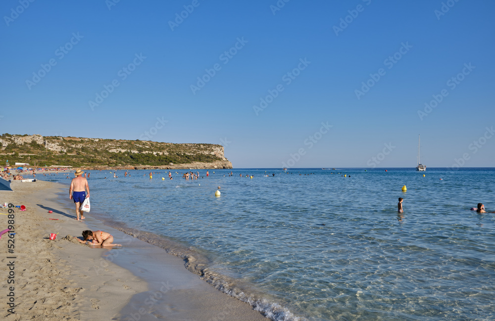 Menorca, Spain: Afternoon in Son Bou beach on a cold sunny day, Menorca, Spain