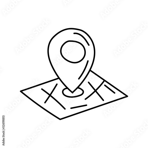 Location linear icon. sketch hand drawn Location. Navigation vector illustration doodle style