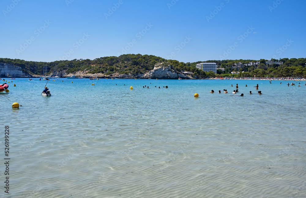 Obraz premium Menorca, Spain: Afternoon in Son Bou beach on a cold sunny day, Menorca, Spain
