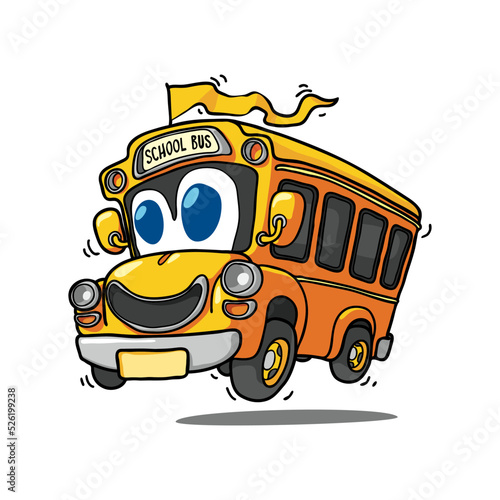 cute yellow smiling school bus