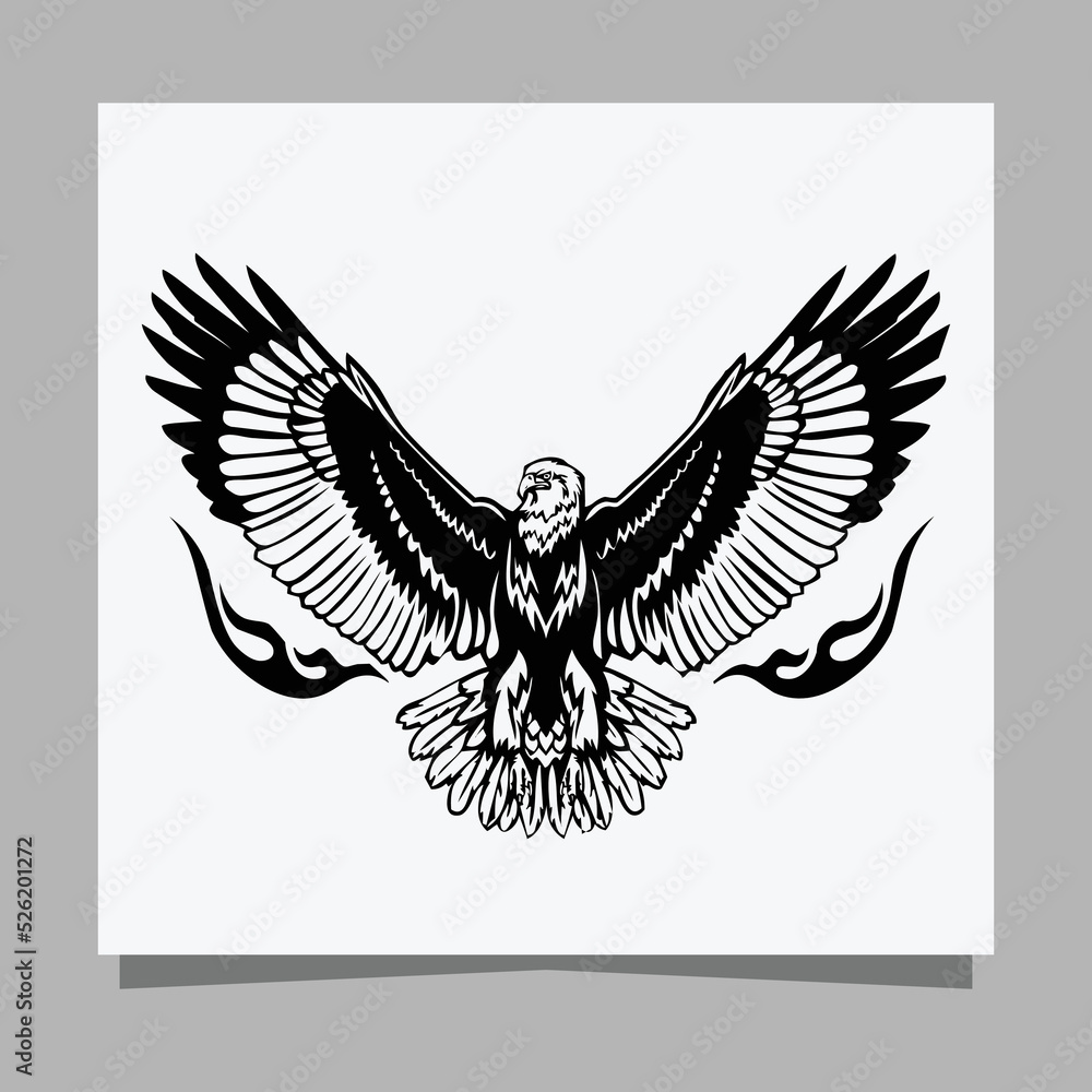 Fototapeta premium vector black eagle on white paper is perfect for logos, illustrations, banners, flyers, wallpapers