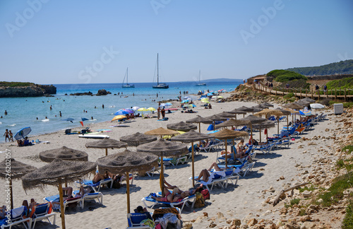 Fototapeta Naklejka Na Ścianę i Meble -  Menorca, Spain: view of Santo Tomas beach south coast in Menorca