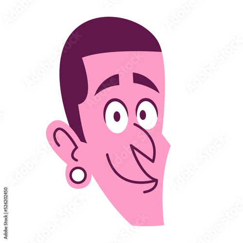 Isolated Man face piercing comic people vector Illustration