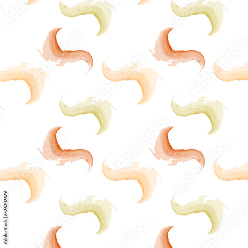 Colorful seamless pattern of rounded strokes in trendy autumnal colors in a watercolor style.