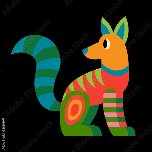 Isolated happy alebrije cartoon of a fox Vector