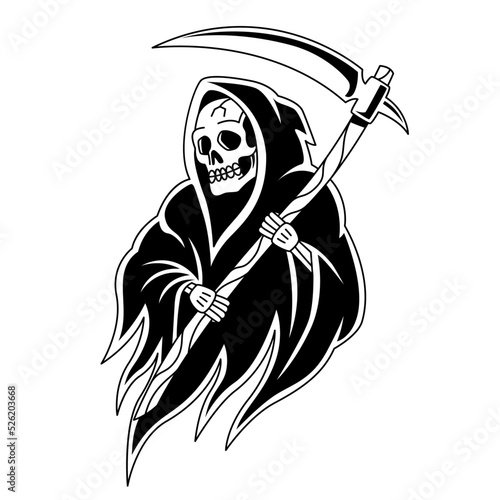 Isolated reaper tattoo Death Halloween season Vector
