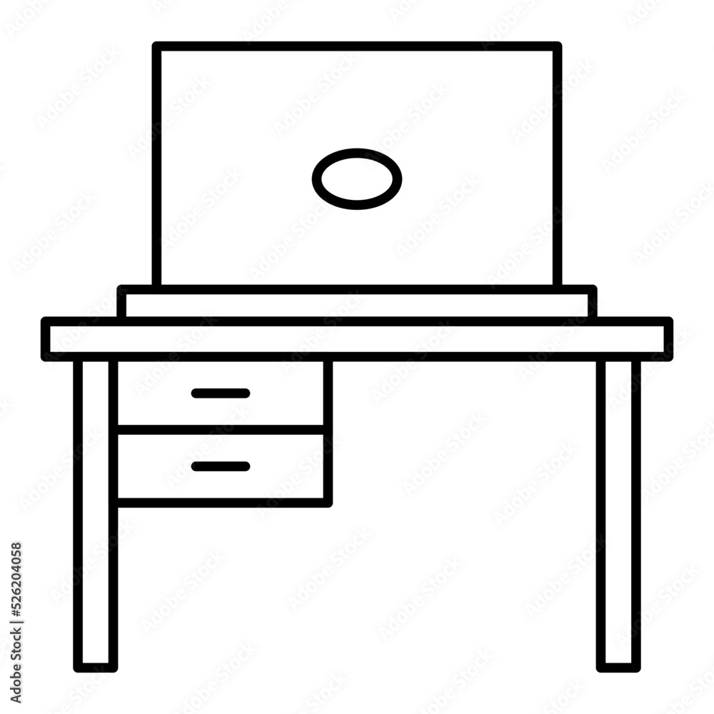 Office Table Line Icon Office Table Line Icon