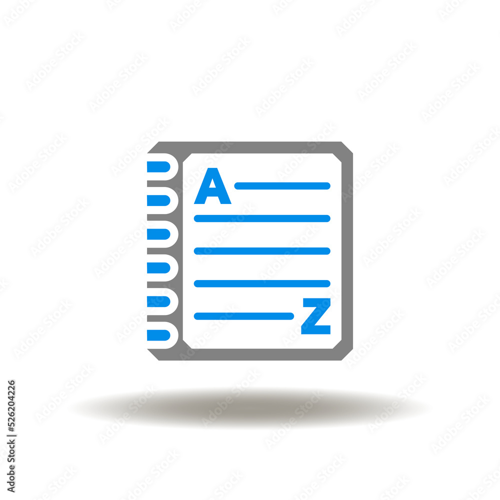Vector illustration of booklet binders alphabet Icon of glossary. Symbol of english language vocabulary. Sign of guide. Vector illustration of booklet binders alphabet Icon of glossary. Symbol of english language vocabulary. Sign of guide.