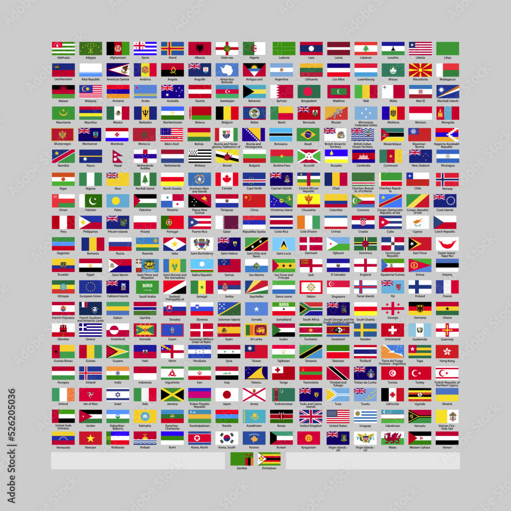 Vetor de Country flags of the world with images and names vector ...