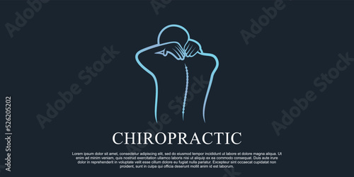 Chiropractic massage logo design illustration for spine therapy with line art style Premium Vector