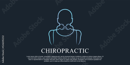 Chiropractic massage logo design illustration for spine therapy with line art style Premium Vector