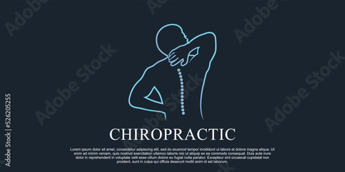 Chiropractic massage logo design illustration for spine therapy with line art style Premium Vector