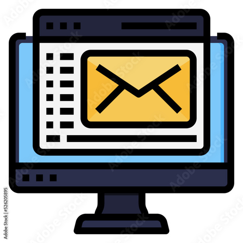 Web Mail with Monitor filled line color icon. Can be used for digital product, presentation, print design and more.