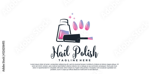 Nail polish logo design for manicure beauty salon with creative concept Premium Vector