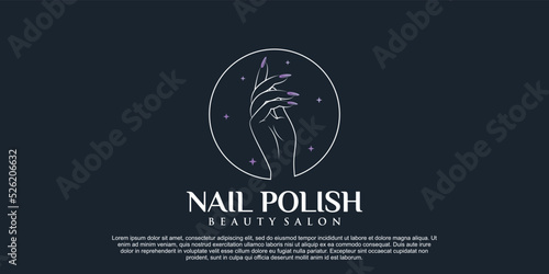 Nail polish icon logo design for nail salon or beauty studio with creative concept Premium Vector