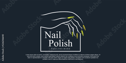 Nail polish icon logo design for nail salon or beauty studio with creative concept Premium Vector