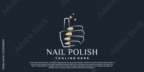 Nail polish icon logo design for nail salon or beauty studio with creative concept Premium Vector
