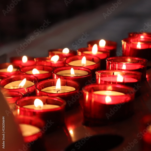 red candles in the church