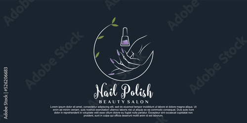 Nail polish icon logo design for nail salon or beauty studio with creative concept Premium Vector