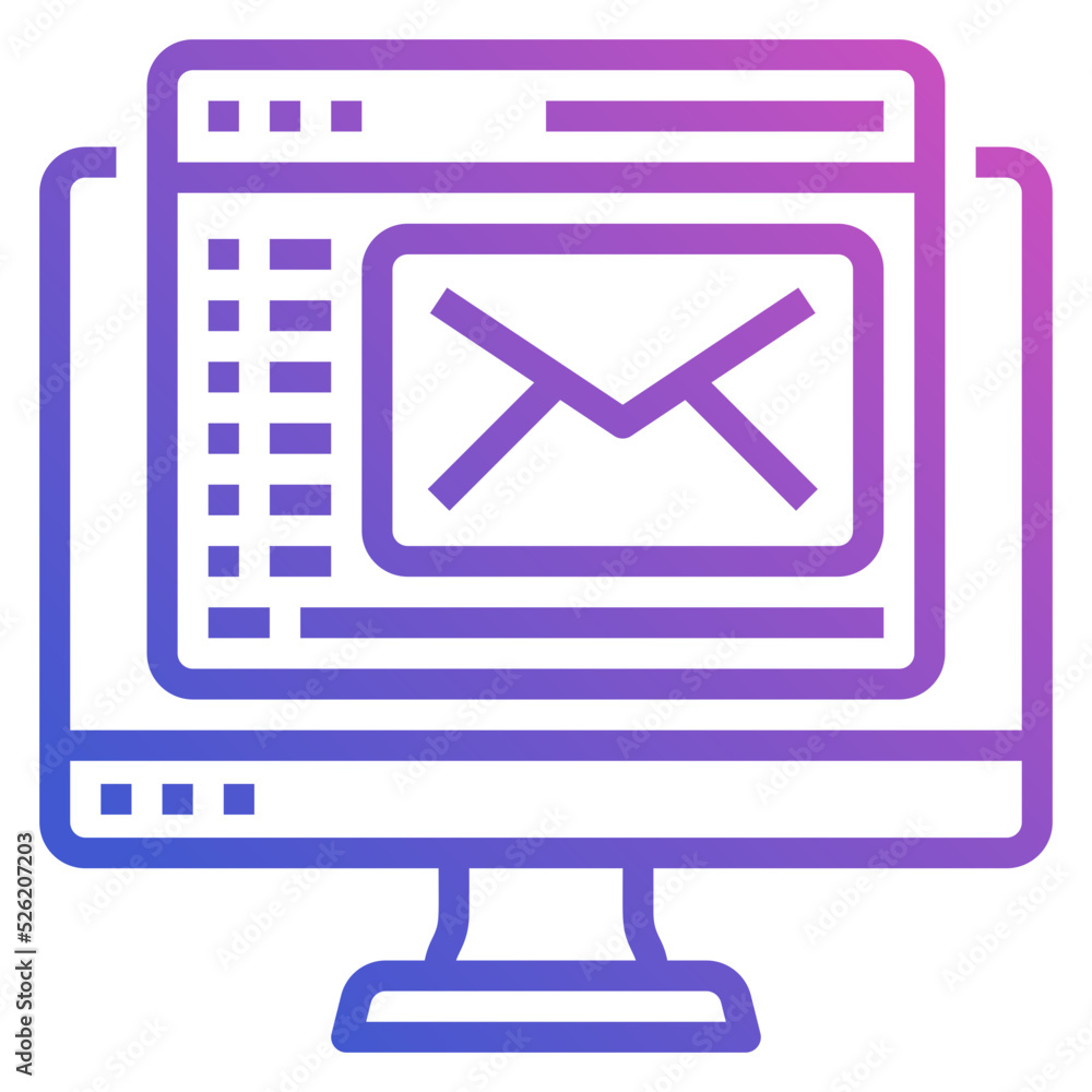 Web Mail with Monitor line gradient icon. Can be used for digital product, presentation, print design and more. Web Mail with Monitor line gradient icon. Can be used for digital product, presentation, print design and more.
