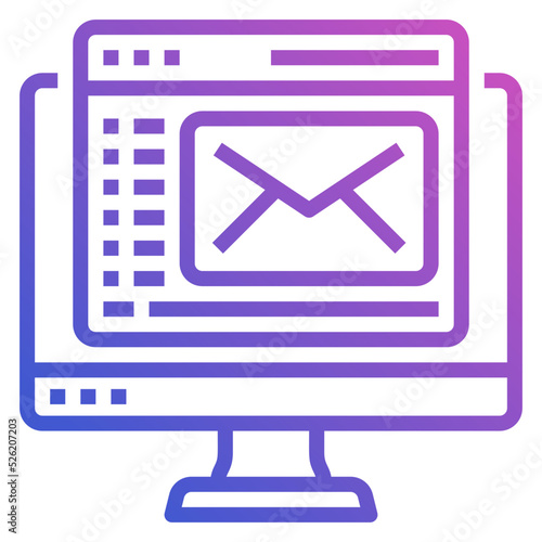 Web Mail with Monitor line gradient icon. Can be used for digital product, presentation, print design and more.