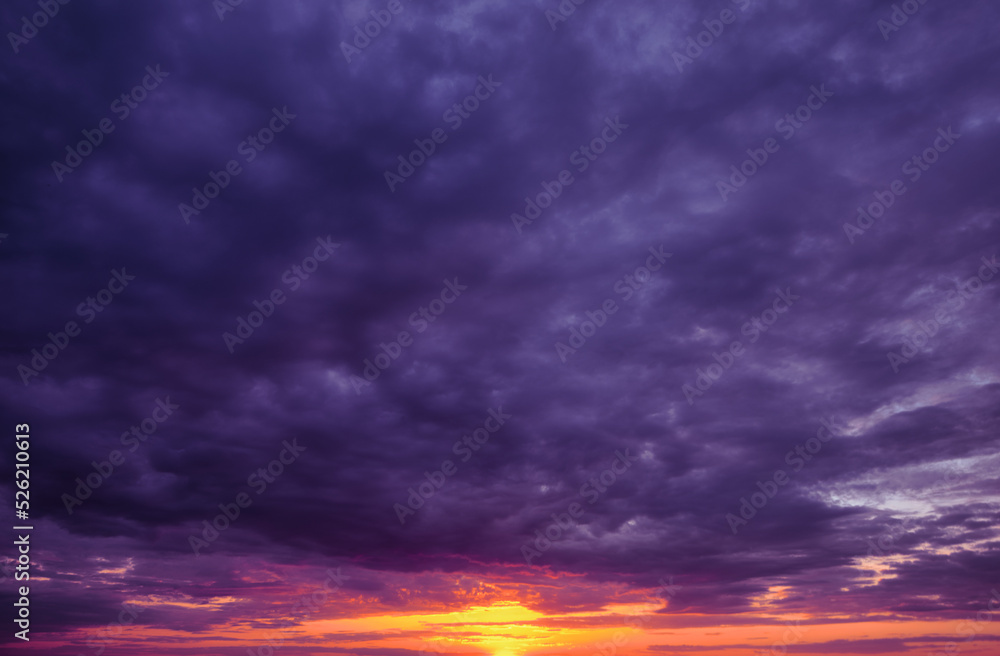 Obraz premium Yellow and blue dawn over clouds, concept, travel and leisure.