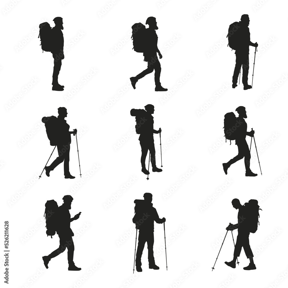 Obraz premium Hiking silhouette Pack